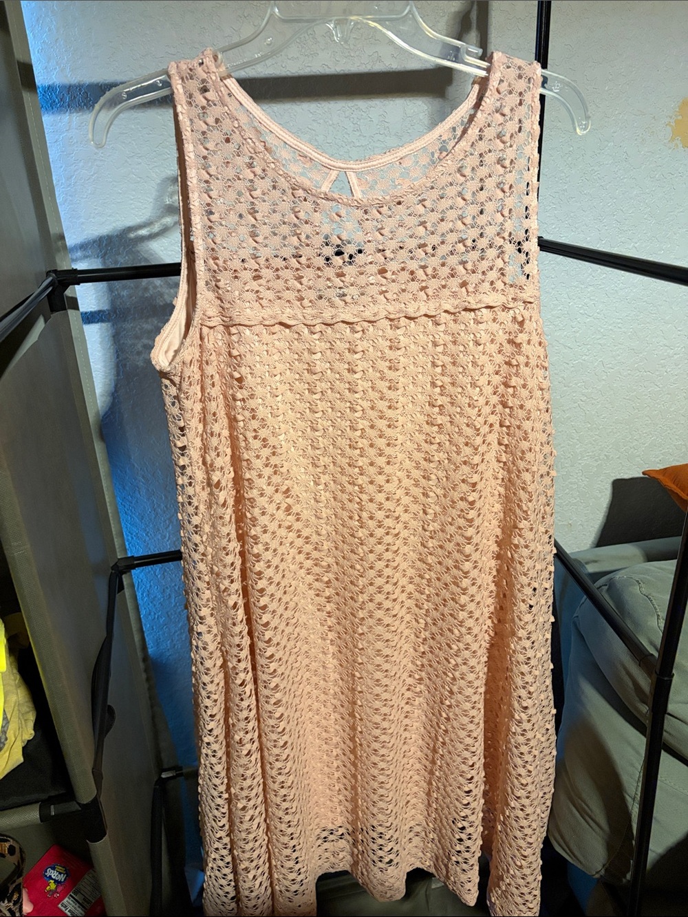 Robbie Bee Peach Crochet Tank Dress